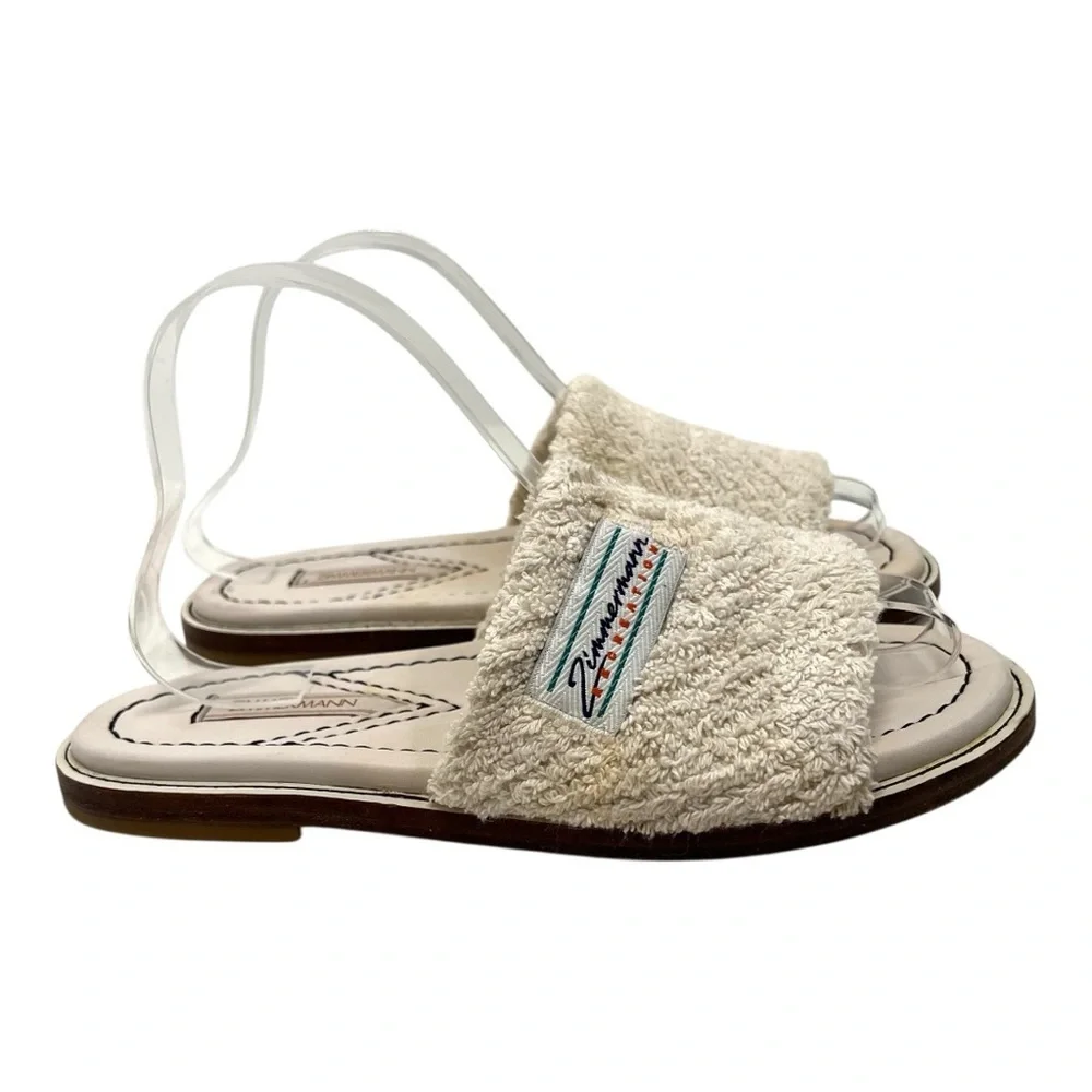 Zimmermann White Chubby Terry Towel Recreation Slides Slip On Sandals Women’s 38 - Picture 7 of 16